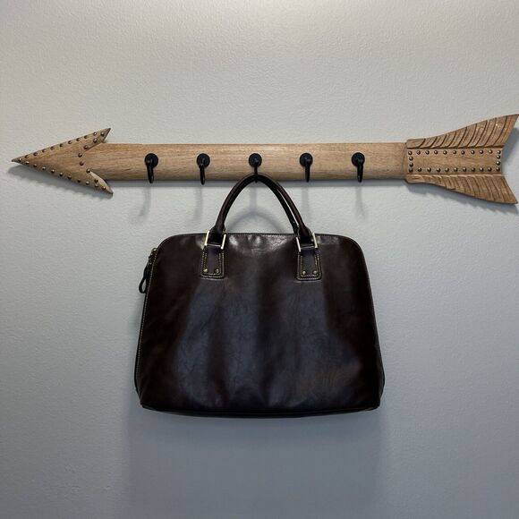 Worthington Handbags - Worthington | Brown Faux Leather Vinyl Laptop Business Bag Vintage